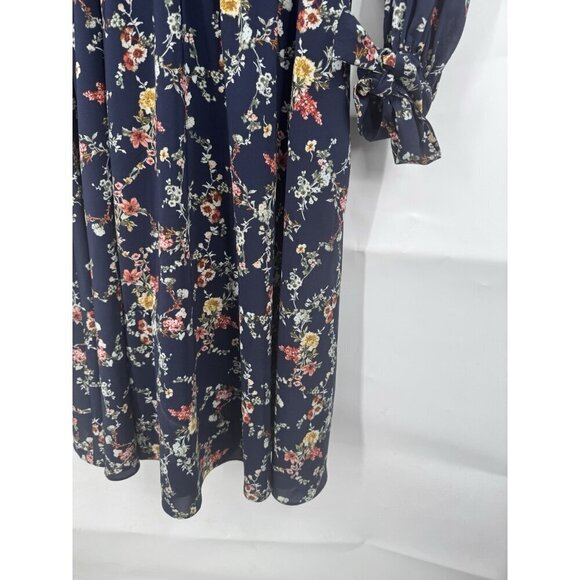 Gal Meets Glam Bonnie Floral Blouson Dress Women 8 Navy Blue Peasant Cottage - Picture 7 of 11